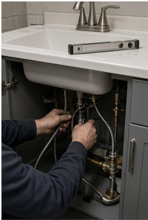 Installing a new shut-off valve and supply line under a bathroom vanity